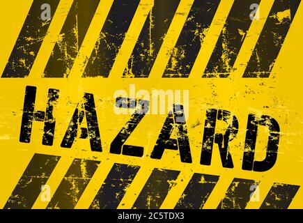 hazard Warning sign, worn and grungy, vector scalable eps 10 Stock Vector