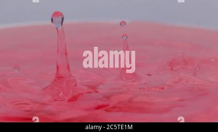 a falling drop of water forms a circle on the surface of a lake ...