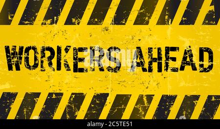 sign: workers ahead, industrial style, vetor Stock Vector