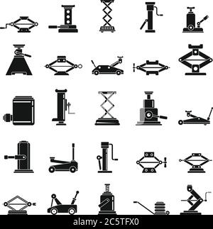 Car jack-screw icons set. Simple set of car jack-screw vector icons for web design on white background Stock Vector