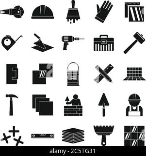 Tiler icons set. Simple set of tiler vector icons for web design on white background Stock Vector