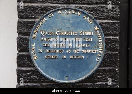 London, UK. 1 July, 2020. A blue plaque marks the location of Queen Charlotte Street, the shortest street in Britain at fifty-one feet. Credit: Mark Kerrison/Alamy Live News Stock Photo