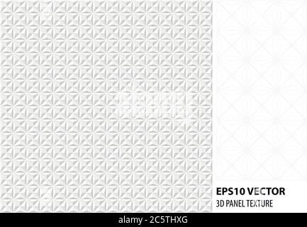 Abstract 3d white geometric background. White seamless texture with shadow. Simple clean white background texture. 3D Vector interior wall panel patte Stock Vector