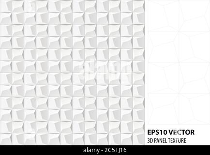 Abstract 3d white geometric background. White seamless texture with shadow. Simple clean white tile. 3D Vector interior wall panel pattern. Vector. Stock Vector