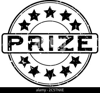 Grunge black prize word round rubber seal stamp on white background Stock Vector