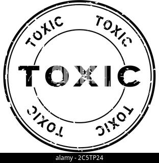 Grunge black toxic word round rubber seal stamp on white background Stock Vector