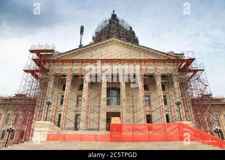 Kansas State Capitol renovation scaffoldings. Topeka, Kansas. City in the United States. Stock Photo