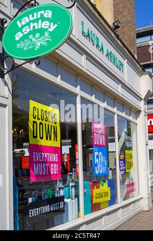 Bromley (Greater London), Kent, UK. Laura Ashley store in Bromley High Street showing the Laura Ashley logo. The shop is having a closing down sale. Stock Photo