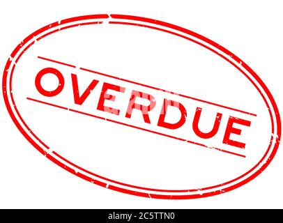 Grunge red overdue word oval rubber seal stamp on white background ...