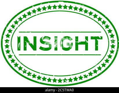Grunge green insight word oval rubber seal stamp on white background Stock Vector