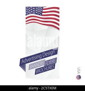 Vector abstract banner template for United States of America. Advertising template with flag of USA. Stock Vector