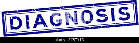 Grunge blue diagnosis word square rubber seal stamp on white background Stock Vector