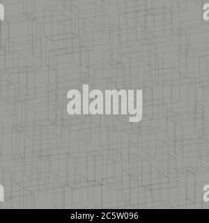 Graphic Gray Tiles Seamless Pattern, 3D Illustration Stock Vector