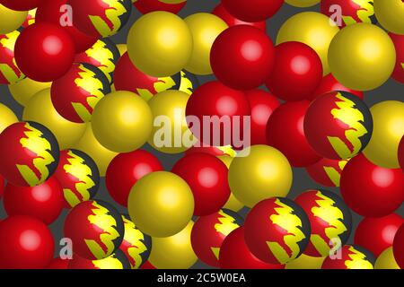 Abstract Yellow Red Balls 3D Seamless Illustration Stock Vector