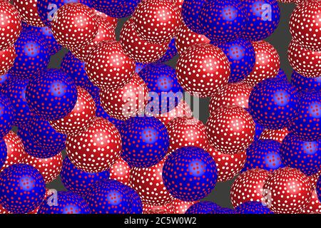 Abstract Blue Red Balls 3D Seamless Illustration Stock Vector
