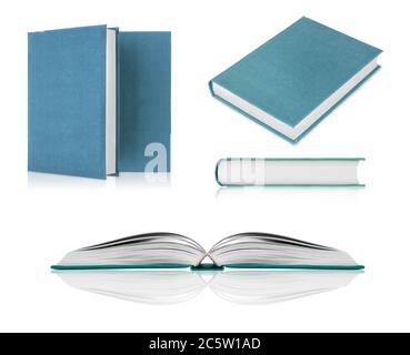 Set of books closeup isolated on white background Stock Photo