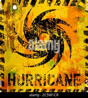 hurricane warning sign, heavy weathered, vector eps 10 Stock Vector