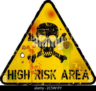 Exclamation danger area sign vector wanring banner in yellow triangle ...