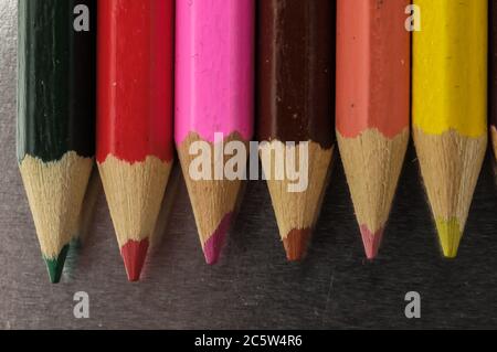 New Pencils Textured Set on a Colored Background Stock Photo