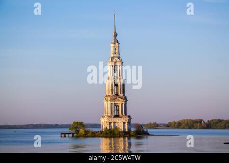 Kalyazin, Tver region, Russia. View of the flooded bell tower of the church cathedral Stock Photo