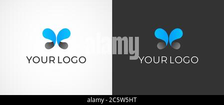 Metamorphic butterfly logo design vector template - abstract metamorphose butterfly wings shape - business butterfly logo blue and black colors Stock Vector