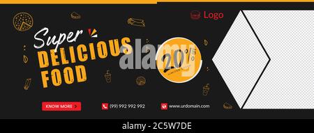 super delicious food facebook cover or web banner template for restaurants business Stock Vector