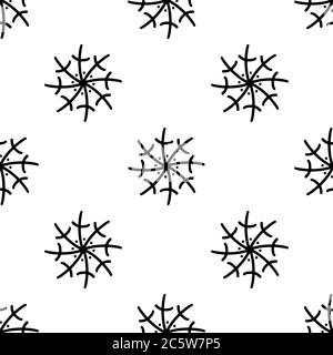 Seamless pattern made from doodle abstract snowflakes. Isolated on white background. Vector stock illustration. Stock Vector