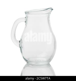 Empty glass transparent jug or pitcher isolated on white background Stock Photo