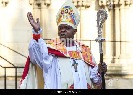 The Archbishop of York John Sentamu outside York Minster, North Yorkshire. Stock Photo