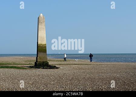 The Crowstone at Chalkwell in the Borough of Southend was erected to mark the eastern end of the City of London's jurisdiction over the River Thames. Stock Photo