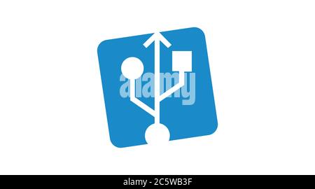 Vector Isolated Square USB Icon or Sign Stock Vector