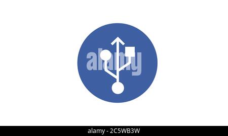 Vector isolated Rounded and Blue USB Icon Stock Vector