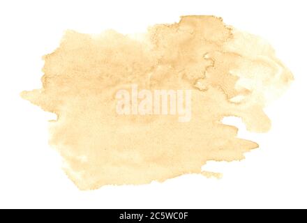 Beige watercolor, pastel background with clear borders and natural splashes. Sand color watercolor brush stains. Copy space. Stock Photo