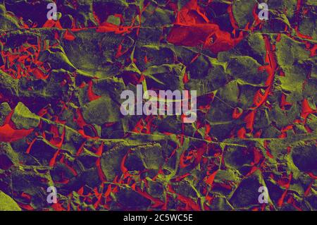 Beautiful abstract marble pattern, stone texture.Purple, yellow and red colors. Fashionable textiles, fabric, packaging. Stock Photo