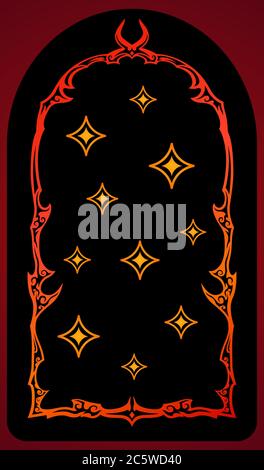 Beautiful art with magic red door to another dimension on black background Stock Vector