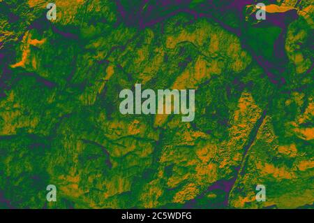 Fragment of modern art. dark khaki green yellow purple abstract color. Collage of multicolored arrows, spots, gradient. Stock Photo