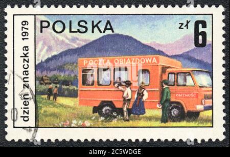 Postage stamp. Polish Mail Transport, Poland, 1980 Stock Photo