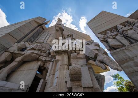 SHUMEN, BULGARIA. The Monument to 1300 Years of Bulgaria, also known as the Founders of the Bulgarian State designed by Bulgarian sculptors Stock Photo