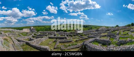 The ruins and partially reconstructed walls of the ancient Shumen fortress, Bulgaria Stock Photo