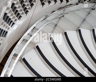 Black and white marble spiral staircase in Tate Britain, London Stock Photo