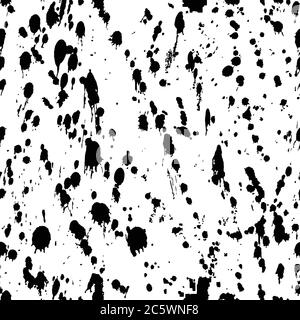 Abstract watercolor paint splashes vector seamless pattern. Fashion textile print in black white colors. Art ink grunge texture background. Trendy fab Stock Vector