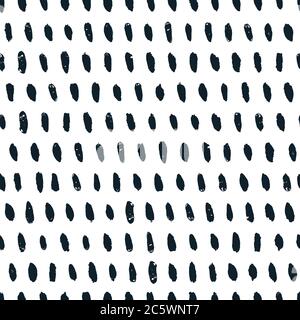 Abstract watercolor blots stains, vector seamless pattern. Trendy fashion textile print in black white colors. Art geometric ink texture background. H Stock Vector