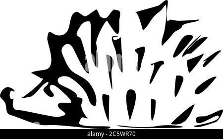 Stylized isolated silhouette of cartoon hedgehog on white background vector Stock Vector