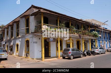 Colonial style double storey building in Panaji, Goa, India Stock Photo