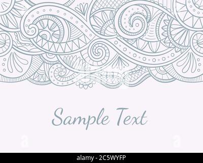 Abstract background with hand drawn lace pattern in the top. Doodle style. Vector illustration. Stock Vector