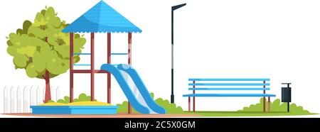 Empty playground semi flat RGB color vector illustration Stock Vector