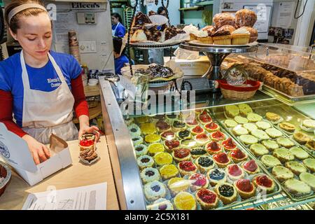 New York City,NYC NY Lower,Manhattan,SoHo,Cleveland Place,Eileen's Special Cheesecake,bakery,sweets,desserts,treats,variety,fruit topped,refrigerated Stock Photo