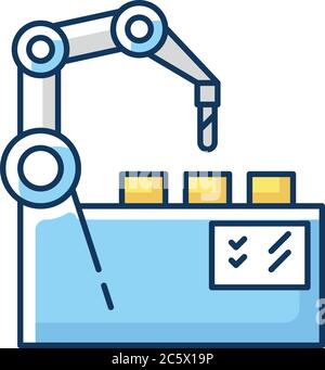 Production automation RGB color icon Stock Vector