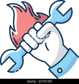 Human labor RGB color icon Stock Vector