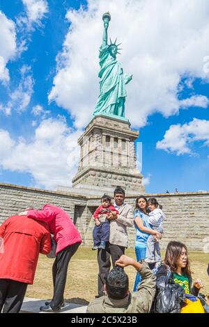 New York,New York City,NY NYC,Upper Bay water,Statue Cruises,Statue of Liberty National Monument,Liberty Island,freedom,symbol,Bartholdi,sculptor,torc Stock Photo